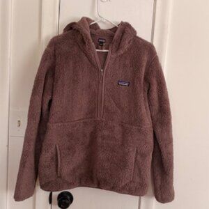 Patagonia Brown Fleece Hoodie Pullover Womens Size Large Brown Quarter Zip